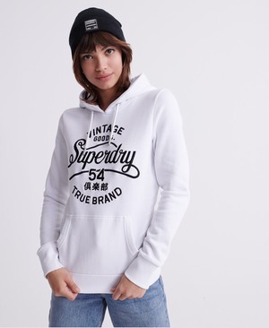 Superdry Mono Vintage Goods Női Kapucnis Pulóver Fehér | JREOX5629